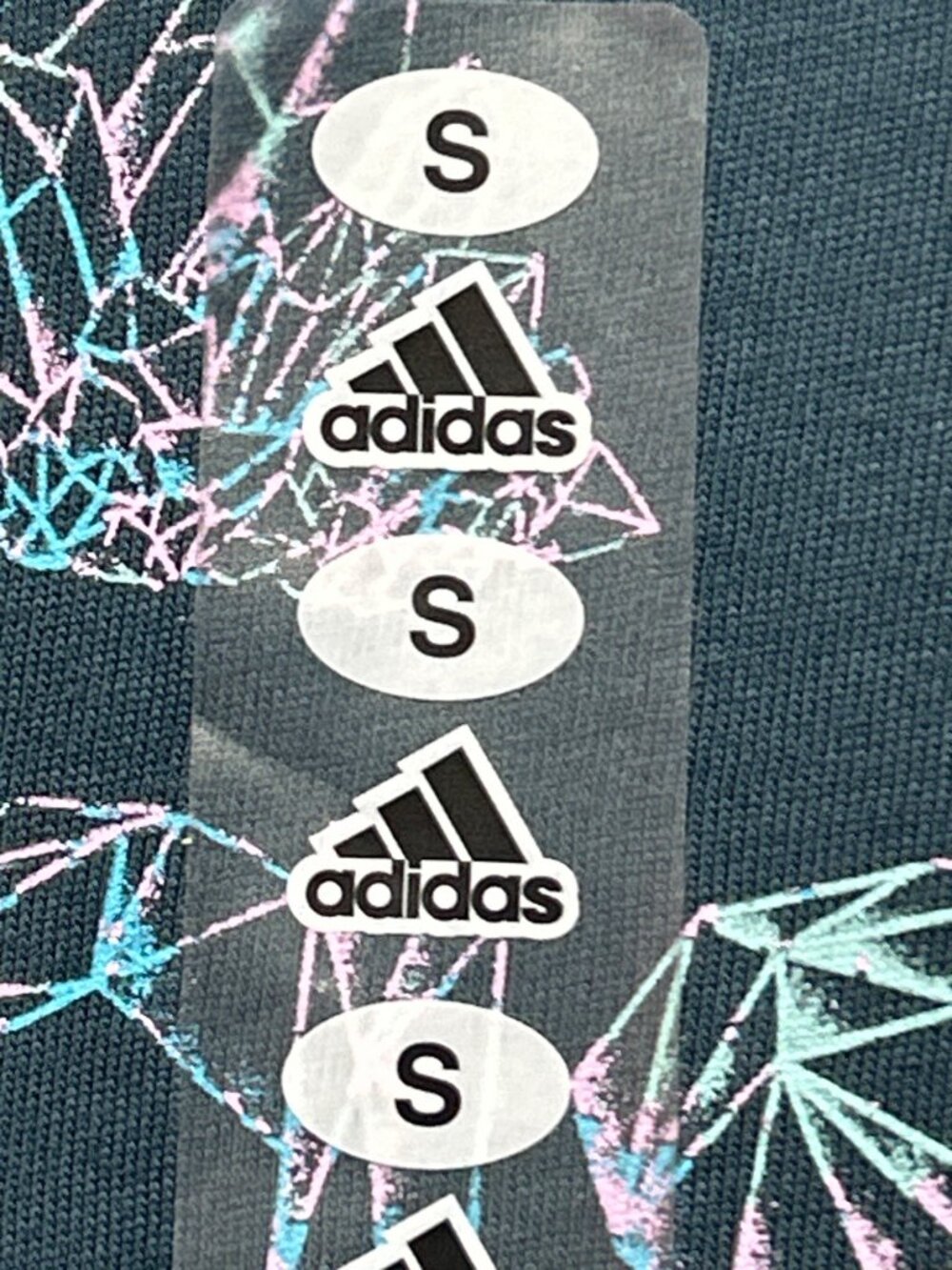 Adidas Mens Small Blue Graphic Logo T-Shirt With Tags Crew Neck w FLAW - Picture 7 of 12